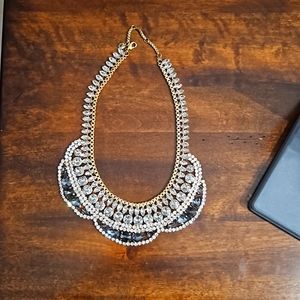 Juicy Couture Rhinestone Bib Necklace NEEDS REPAIRS Sparkle Gold Tone